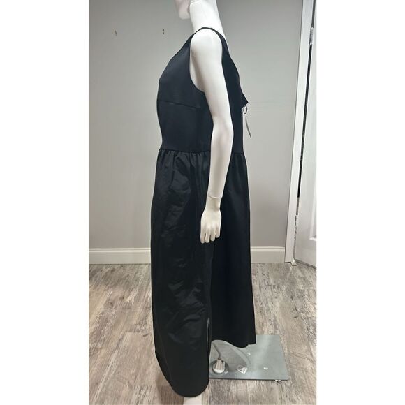 Akris Punto Black Mix Media Midi Dress with D-Ring Belt Size 14 - Picture 12 of 13